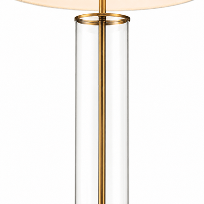 Lights  -  YS 12-1299-1BB Iron & Glass Table Lamp with Fabric Shade - Brushed Brass  -  60485995