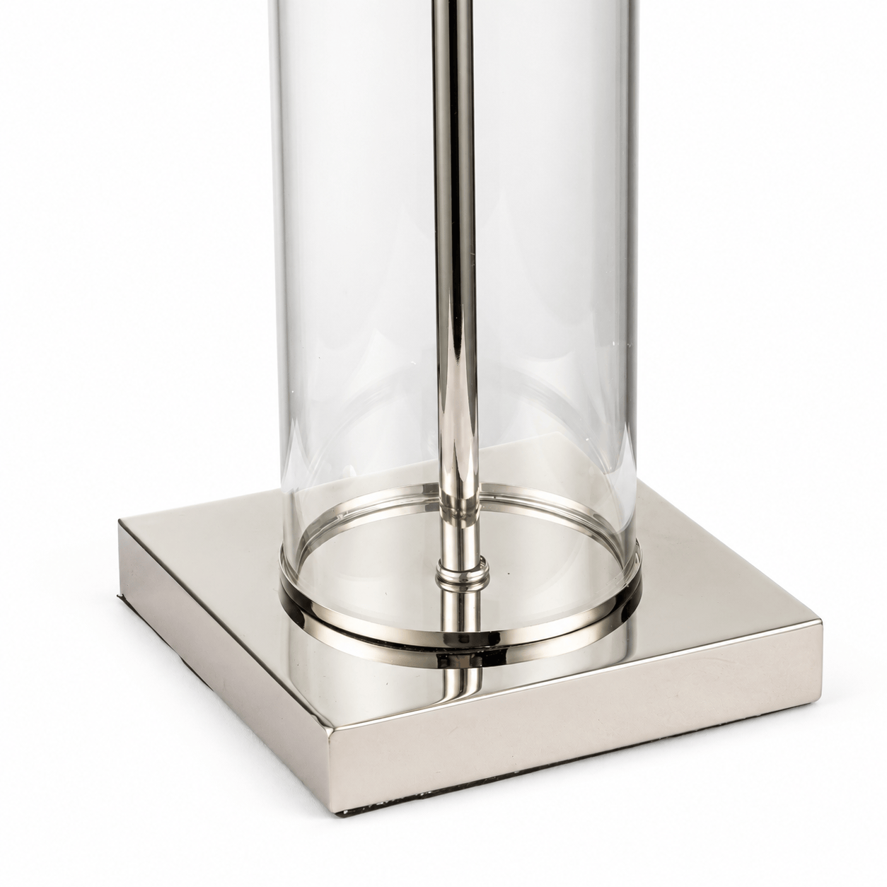 YS 12-1299-1PN Iron & Glass Table Lamp with Fabric Shade - Nickel