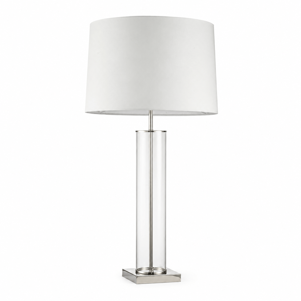 YS 12-1299-1PN Iron & Glass Table Lamp with Fabric Shade - Nickel