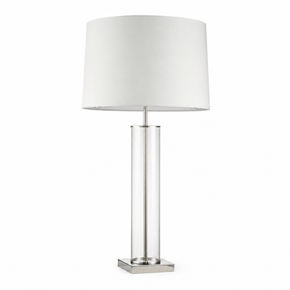 YS 12-1299-1PN Iron & Glass Table Lamp with Fabric Shade - Nickel