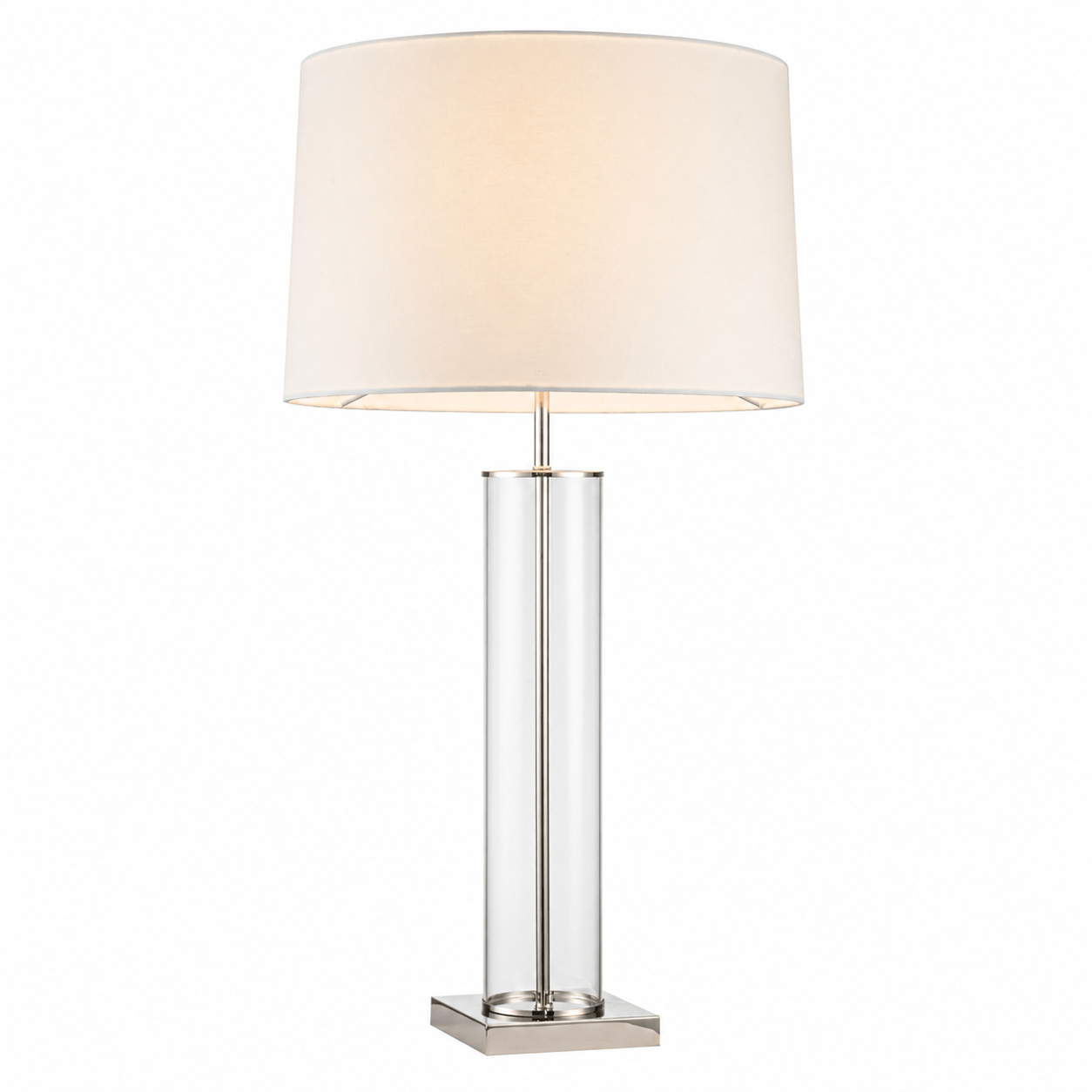 YS 12-1299-1PN Iron & Glass Table Lamp with Fabric Shade - Nickel