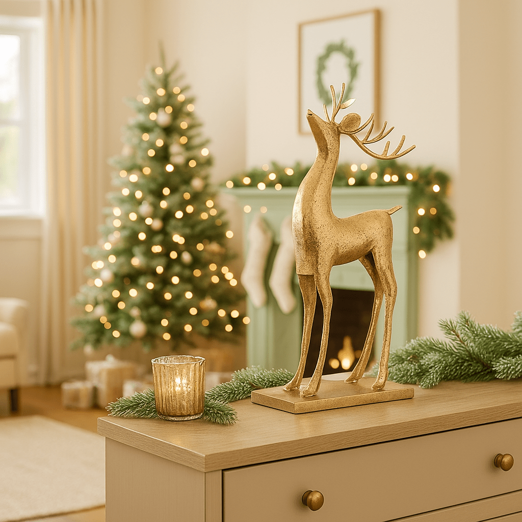 Christmas  -  Gold Metal Reindeer Ornament - 49cm  -  60450842