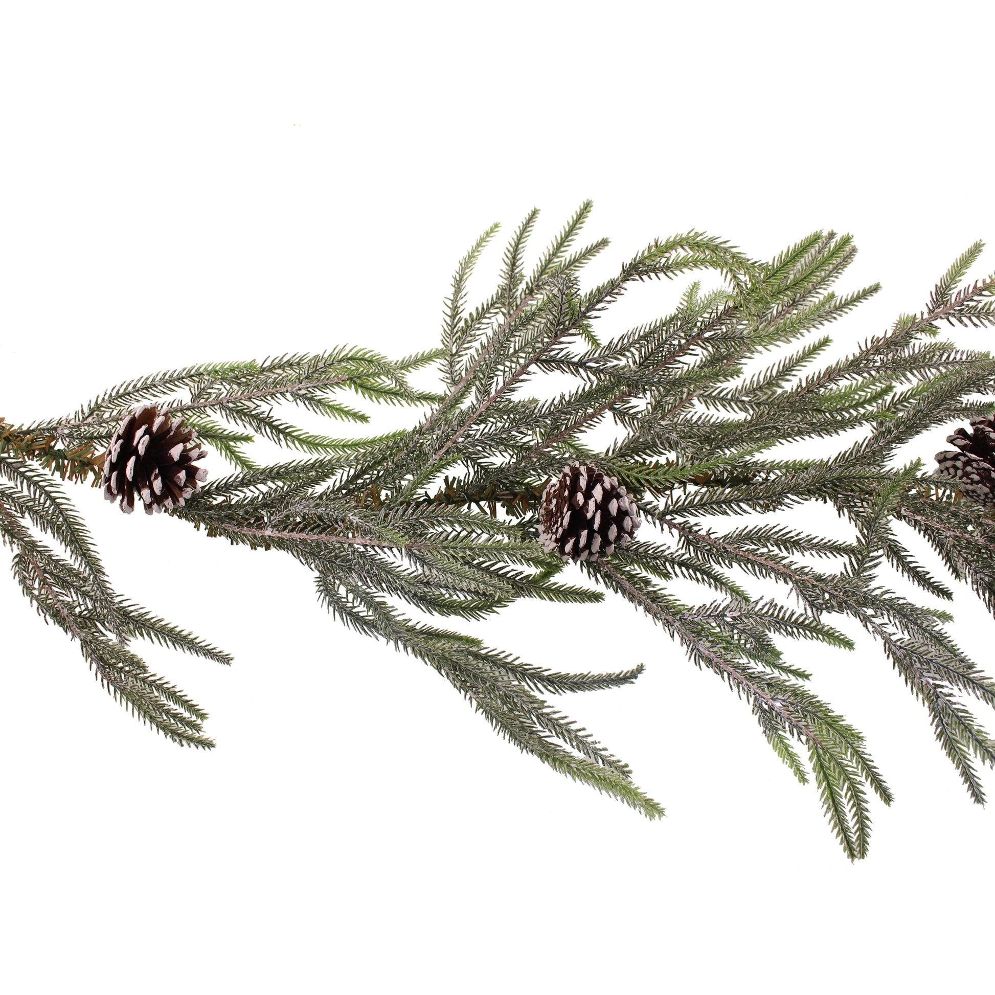 Christmas  -  Snowy Norfolk Pine Garland With Pine Cones - 180cm  -  60450886