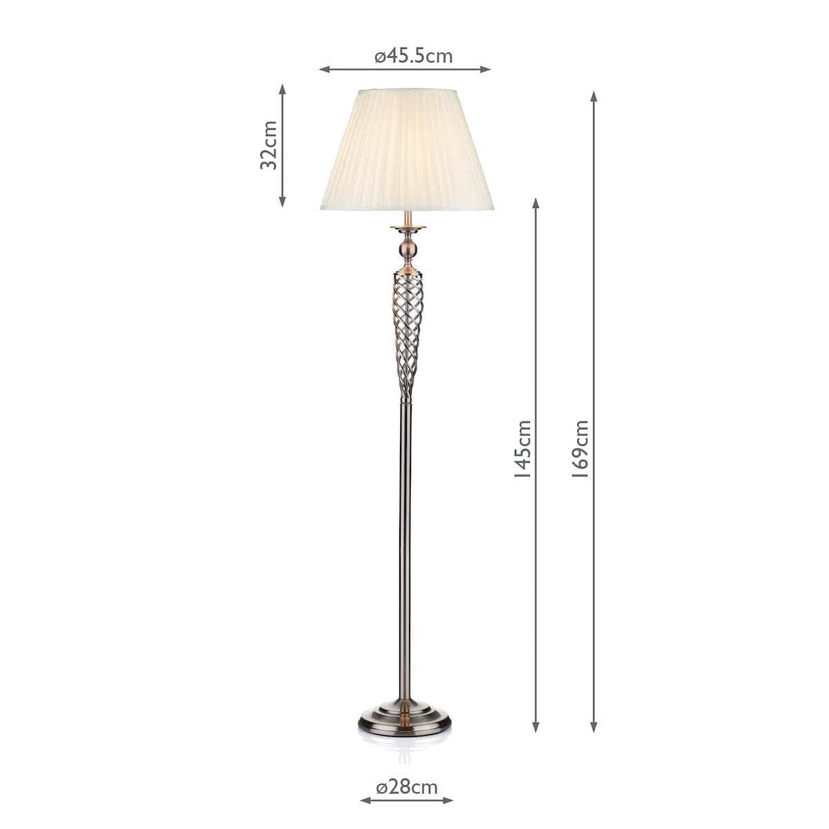 Lights  -  Zaragoza Floor Lamp Complete With Shade Satin Chrome  -  50085211