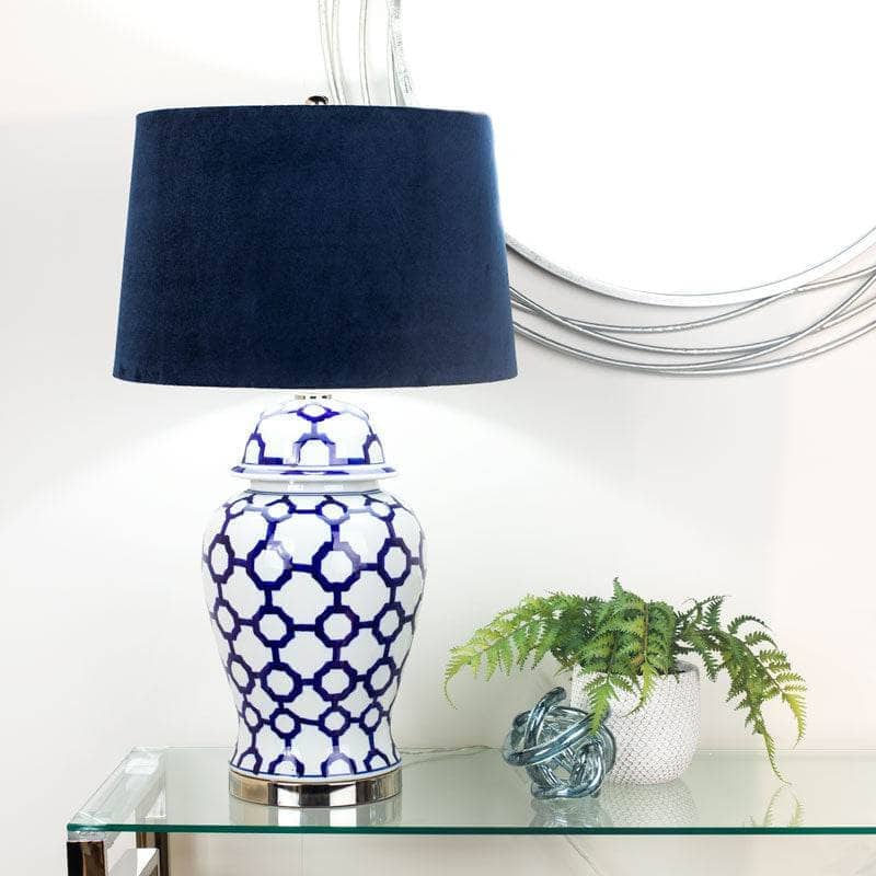 Lights  -  Acanthus Blue & White Ceramic Table Lamp  -  60006623