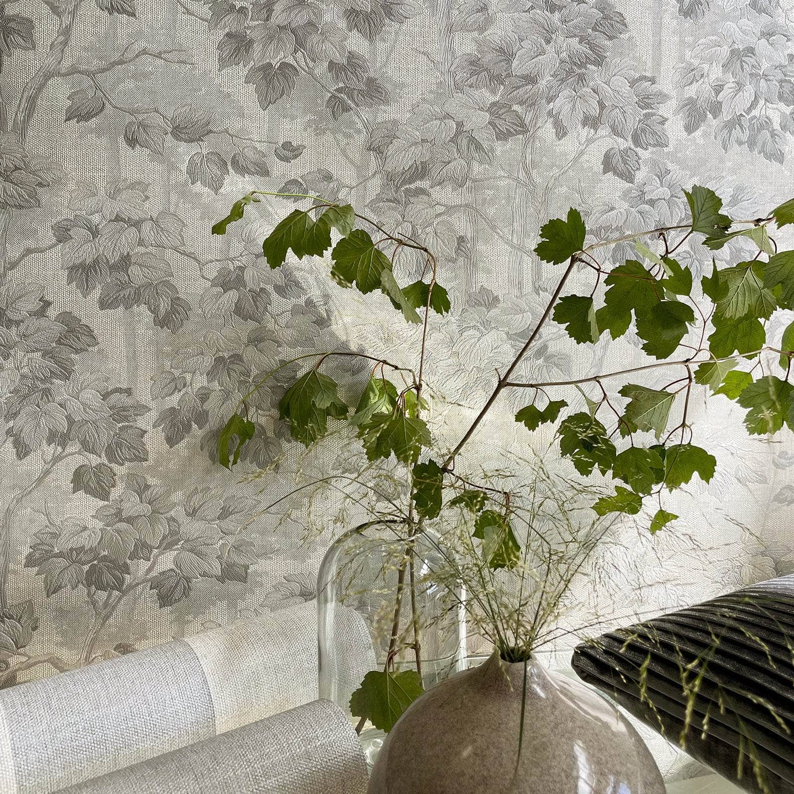Wallpaper  -  Belgravia Giorgio Soft Silver Tree Wallpaper - 60005533  -  60005533