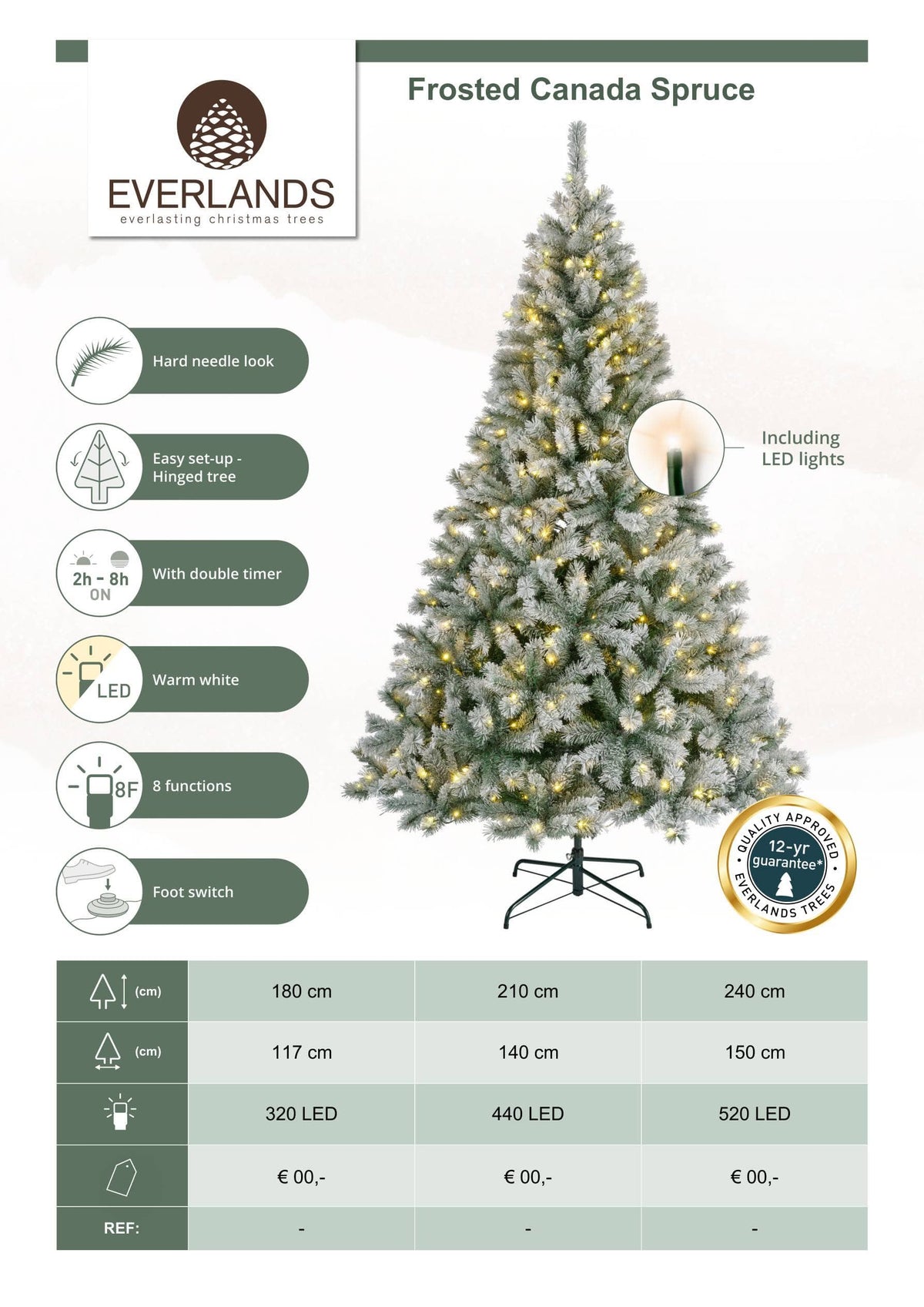 Christmas  -  Everlands Canada Frosted LED Spruce Christmas Tree - 7ft  -  60483949