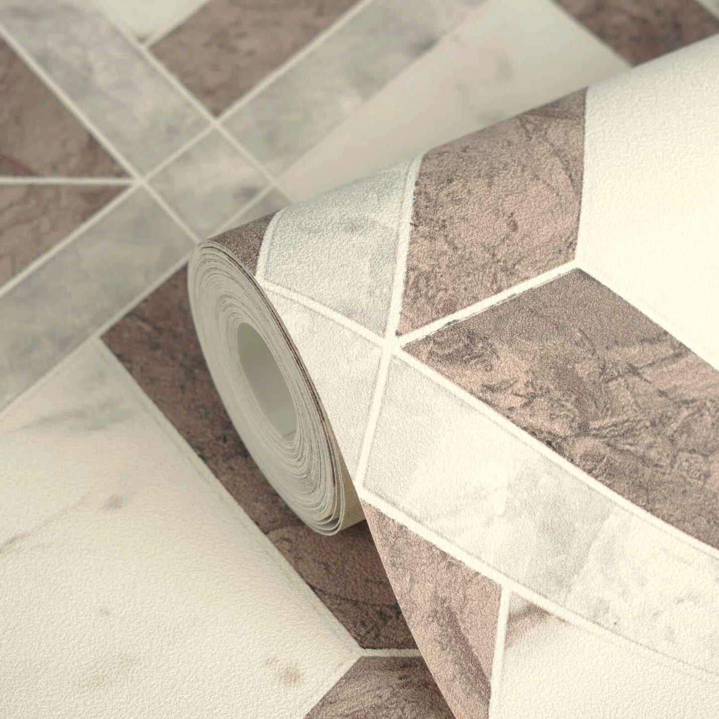 Wallpaper  -  A.S Versace Brown & White Tarsia Motif - 79133-4  -  60486556