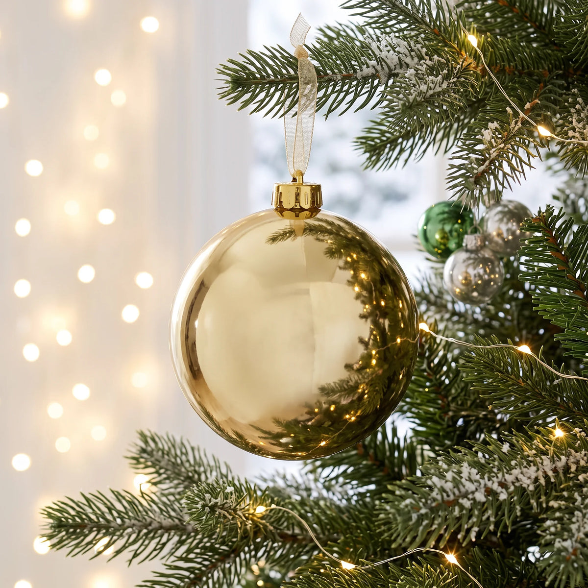 Christmas  -  Champagne Shiny Bauble - 15cm  -  60486234