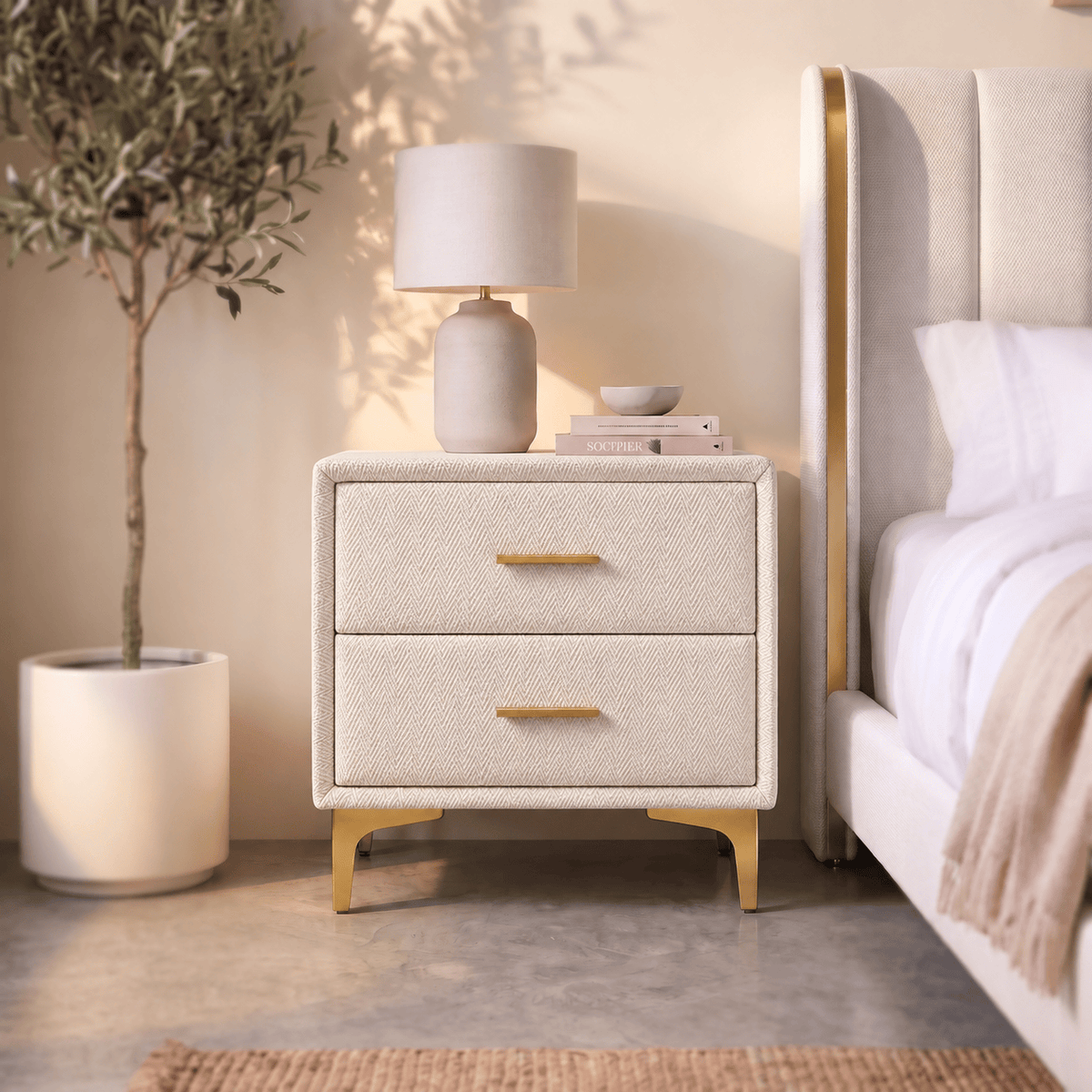 Furniture  -  Cologne Bedside Table - Cream  -  60487294