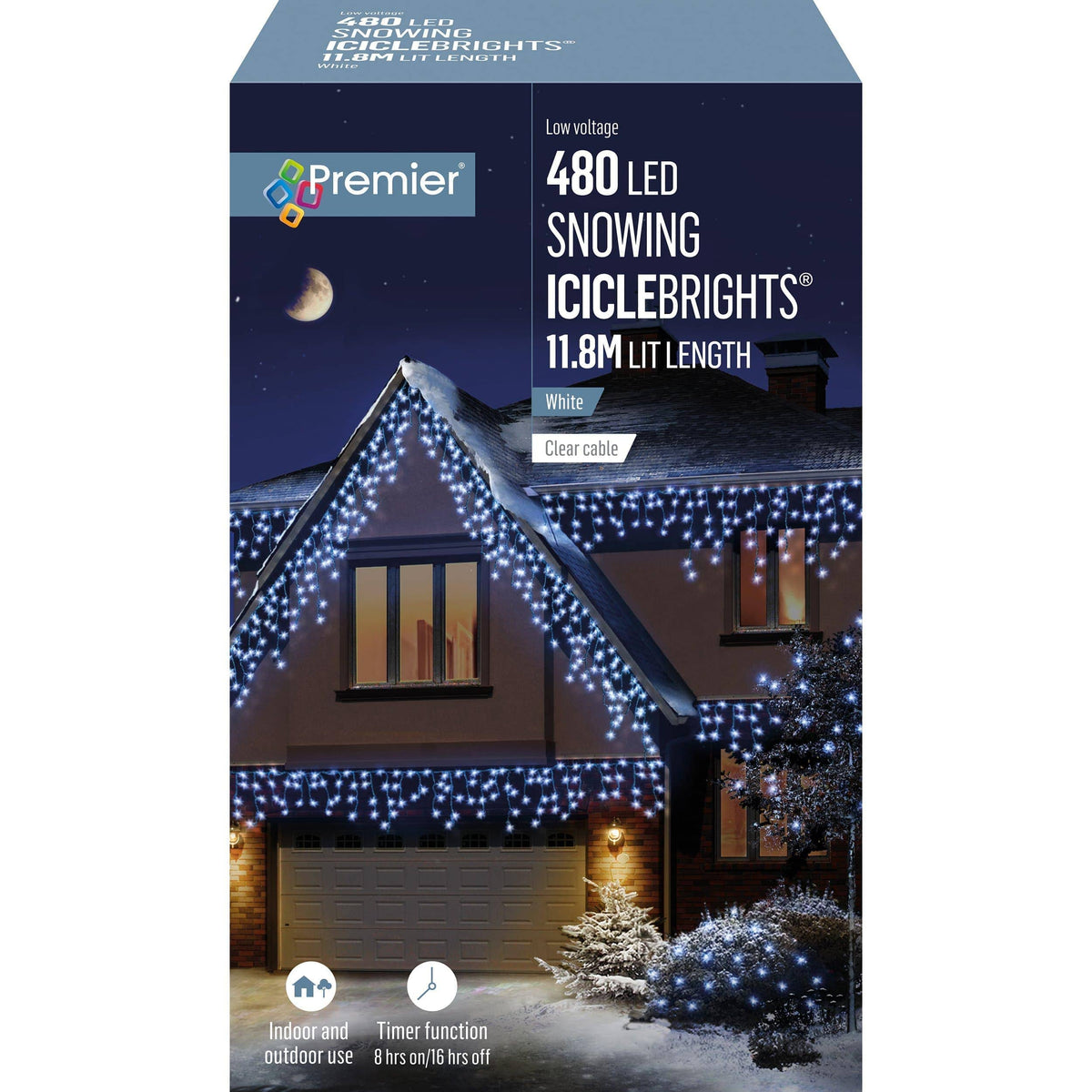 Christmas  -  Cool White 480 LED Snowing Icicle Lights  -  60487868