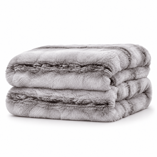 Active  -  Grey Brushed Faux Rabbit Fur Throw Blanket - 150x200cm  -  60487505