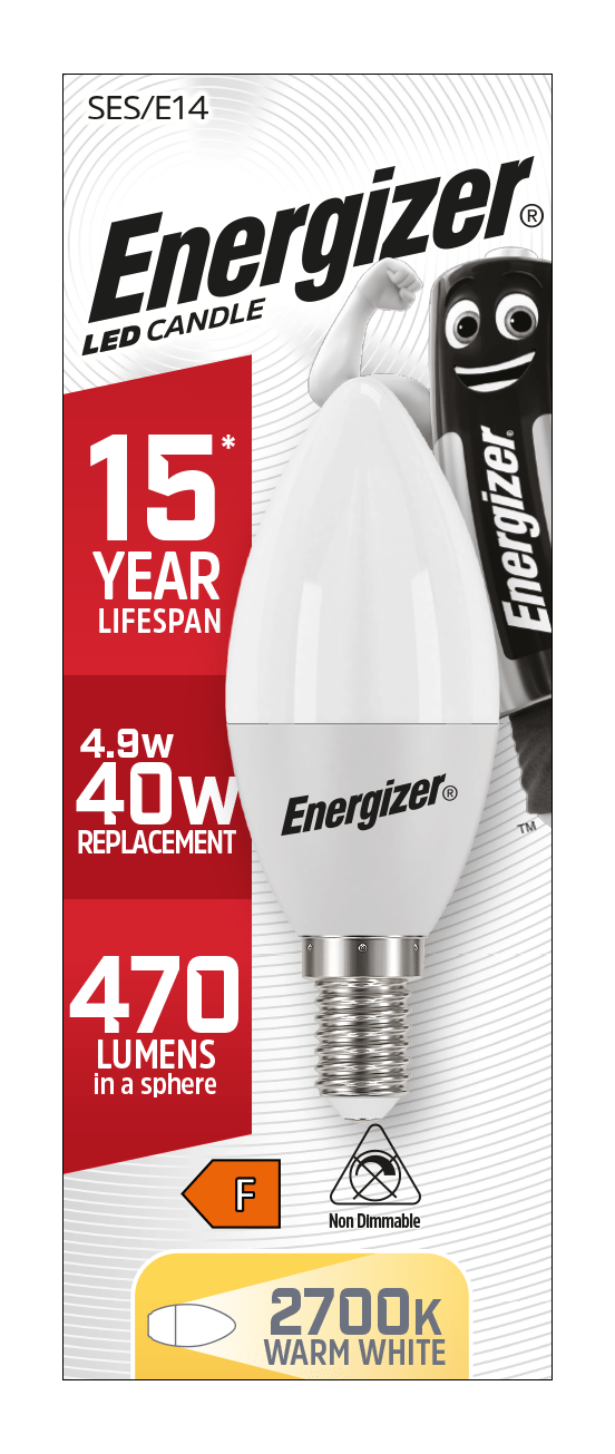 Lights  -  Energizer E14 LED Opal Candle Warm White Lightbulb 40W  -  60003314