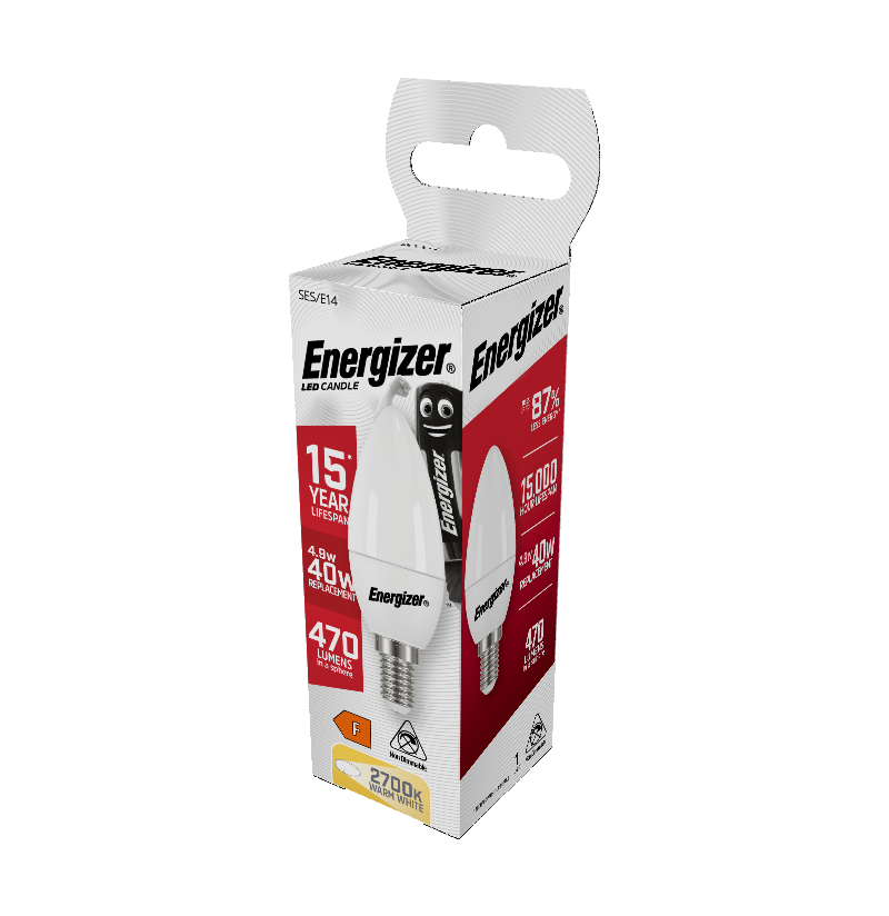 Lights  -  Energizer E14 LED Opal Candle Warm White Lightbulb 40W  -  60003314