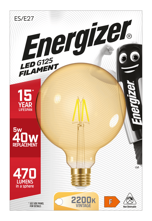 Lights  -  Energizer E27 Gold Filament LED Warm White Lightbulb 40W  -  60003319