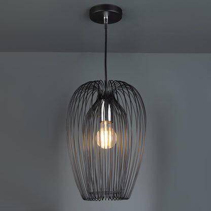 Lights  -  Ero Single Black & Chrome Pendant Ceiling Light  -  60001648