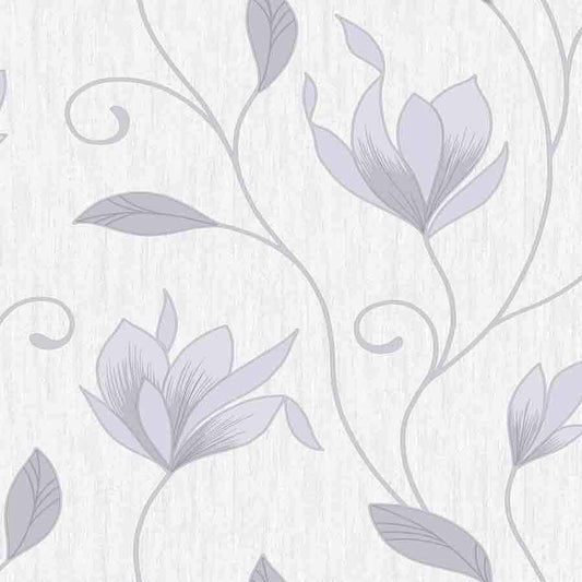 Wallpaper  -  Fine Decor Synergy Dove Grey Floral Glitter Wallpaper - M0852  -  50109408