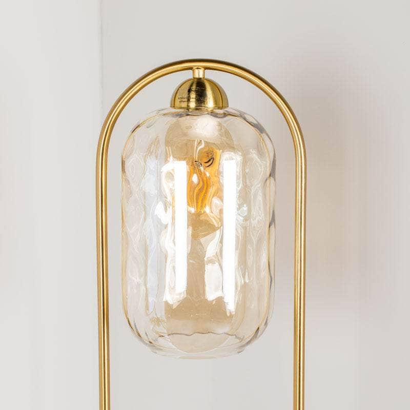 Lights  -  Genoa Satin Brass Amber Glass Floor Lamp  -  60006148