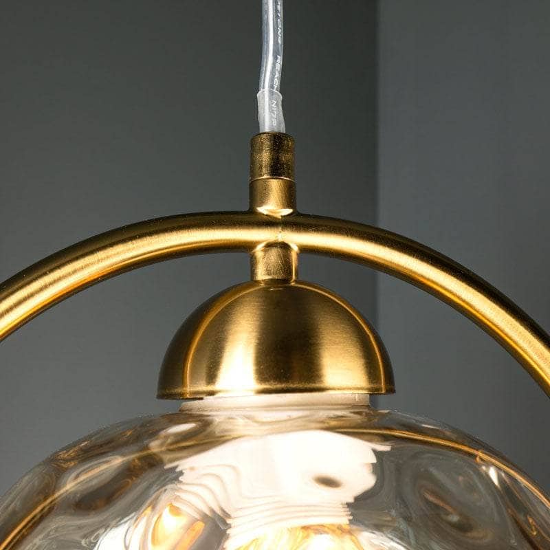 Lights  -  Genoa Satin Brass Amber Glass Pendant Light  -  60006149
