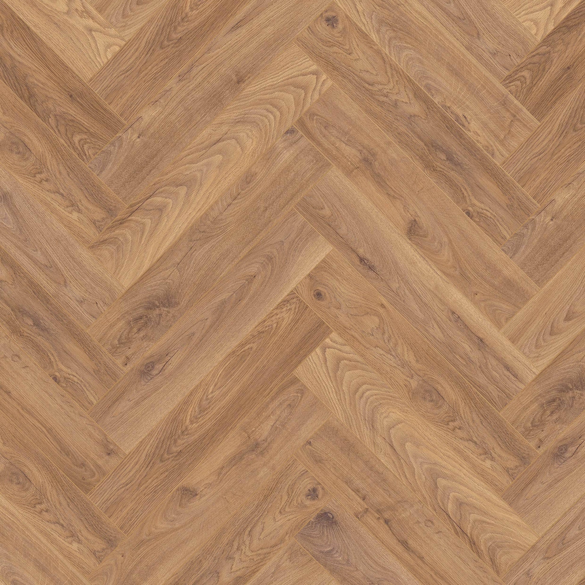 Flooring & Carpet  -  Krono Firebrand Oak Herringbone 8mm Laminate Flooring (0.87m² Pack)  -  60007172