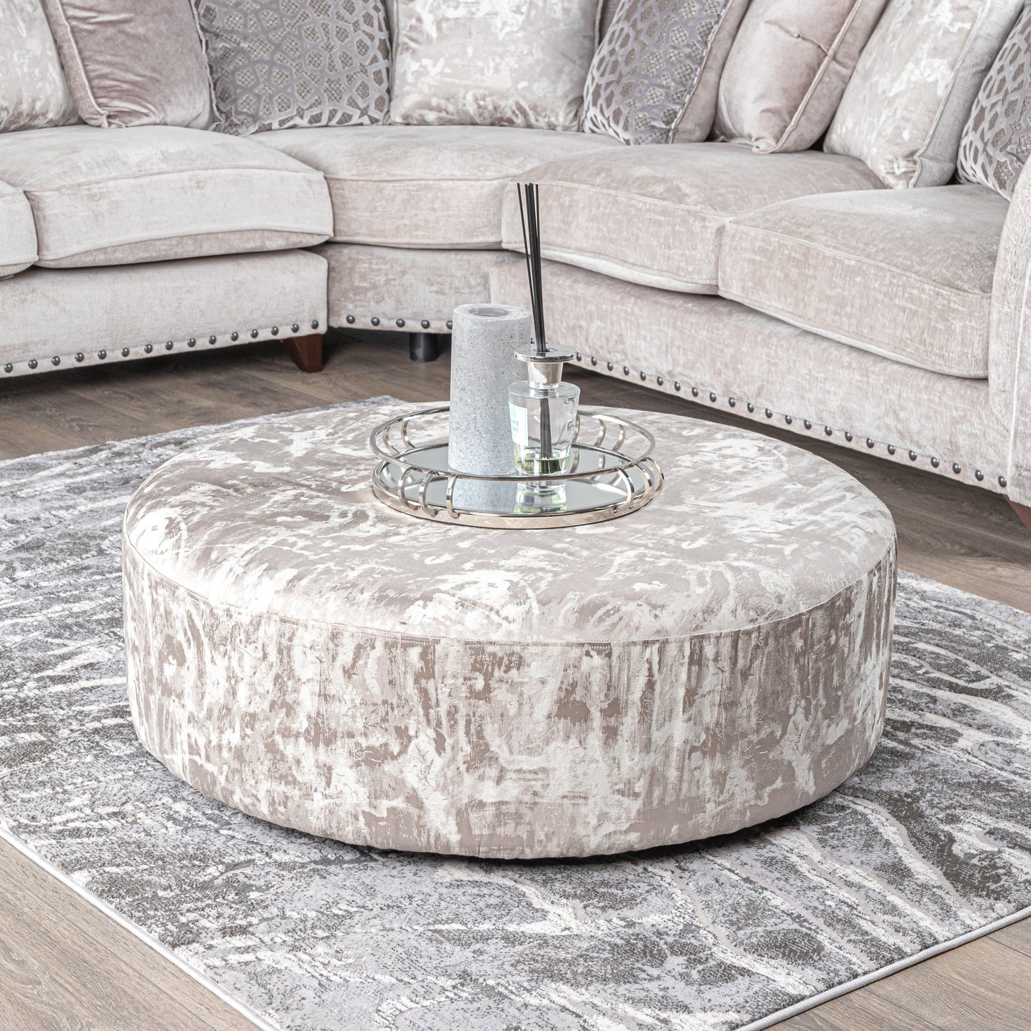 Furniture  -  Lille Silver Footstool  -  50147982