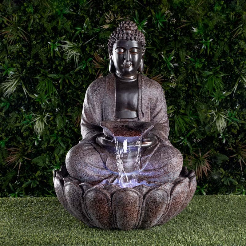 Gardening  -  Medium Sitting Buddha LED Water Feature -Brown  -  50139140