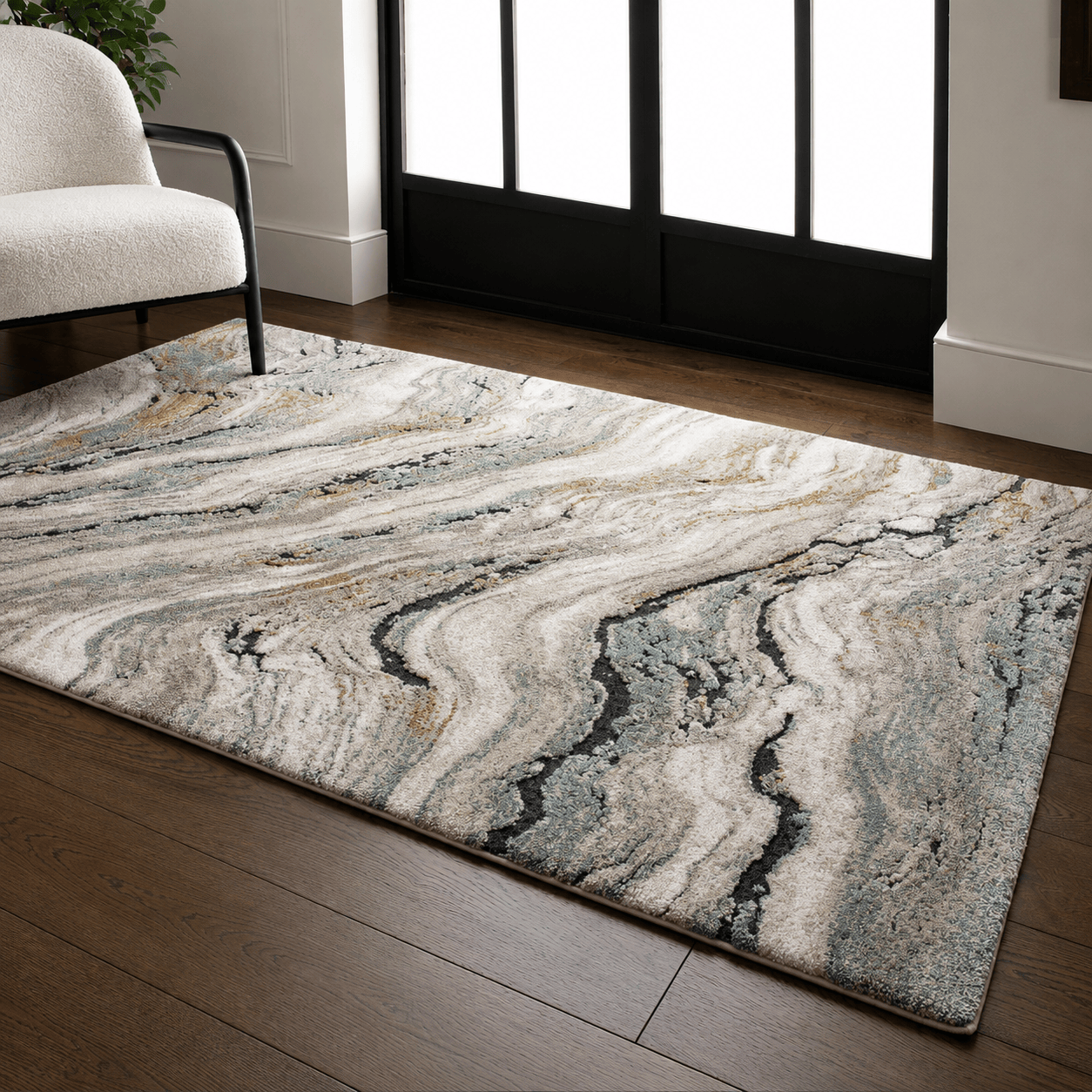Rugs  -  Asiatic Mirage Wave Blue Rug - Various Sizes  - 