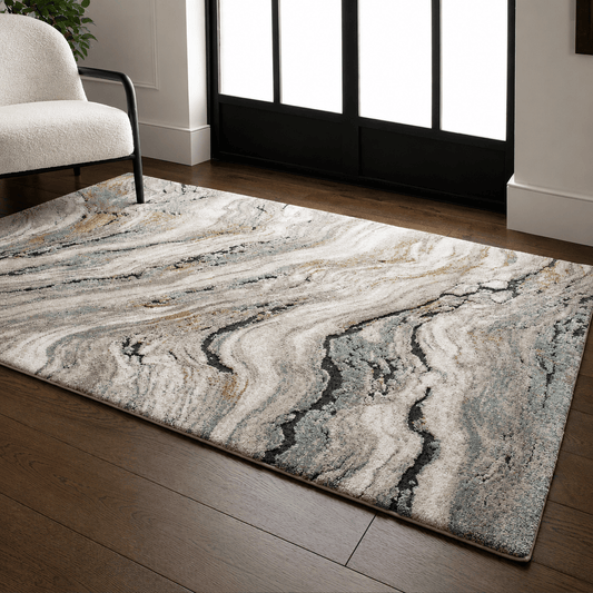 Rugs  -  Asiatic Mirage Wave Blue Rug - Various Sizes  - 