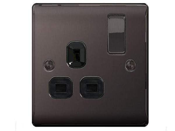 DIY  -  Nexus Metal Black Nickel Single Switched Socket  -  50110561