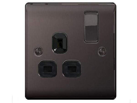 DIY  -  Nexus Metal Black Nickel Single Switched Socket  -  50110561