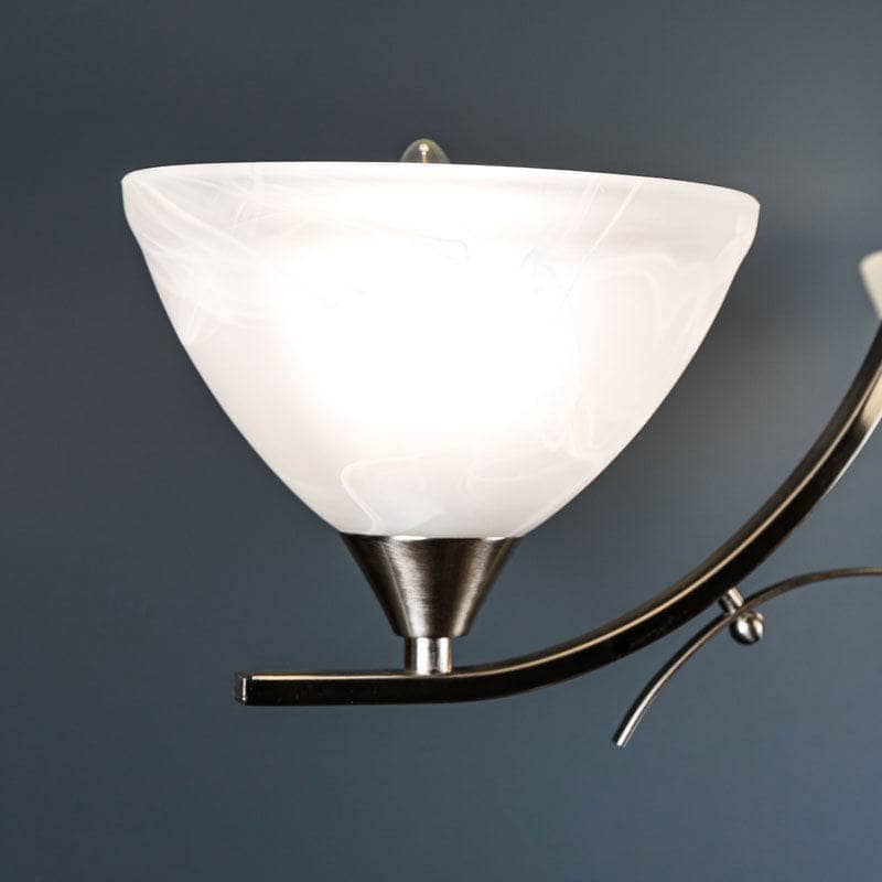 Lights  -  Pesscara 3 Light Satin Silver & Alabaster Glass Pendant Light  -  60006124