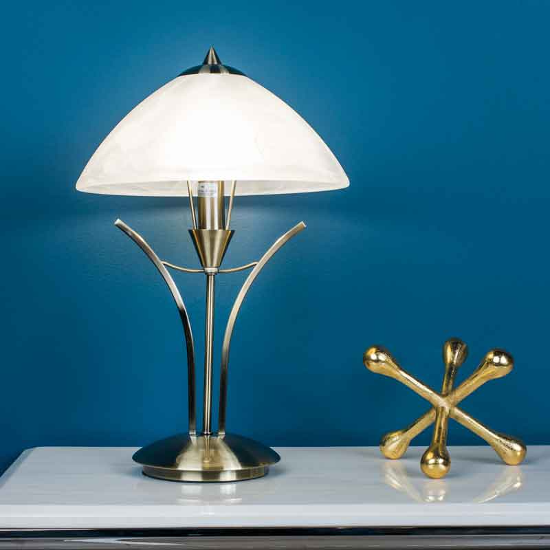 Lights  -  Pesscara Satin Brass & Alabaster Glass Table Lamp  -  60006166