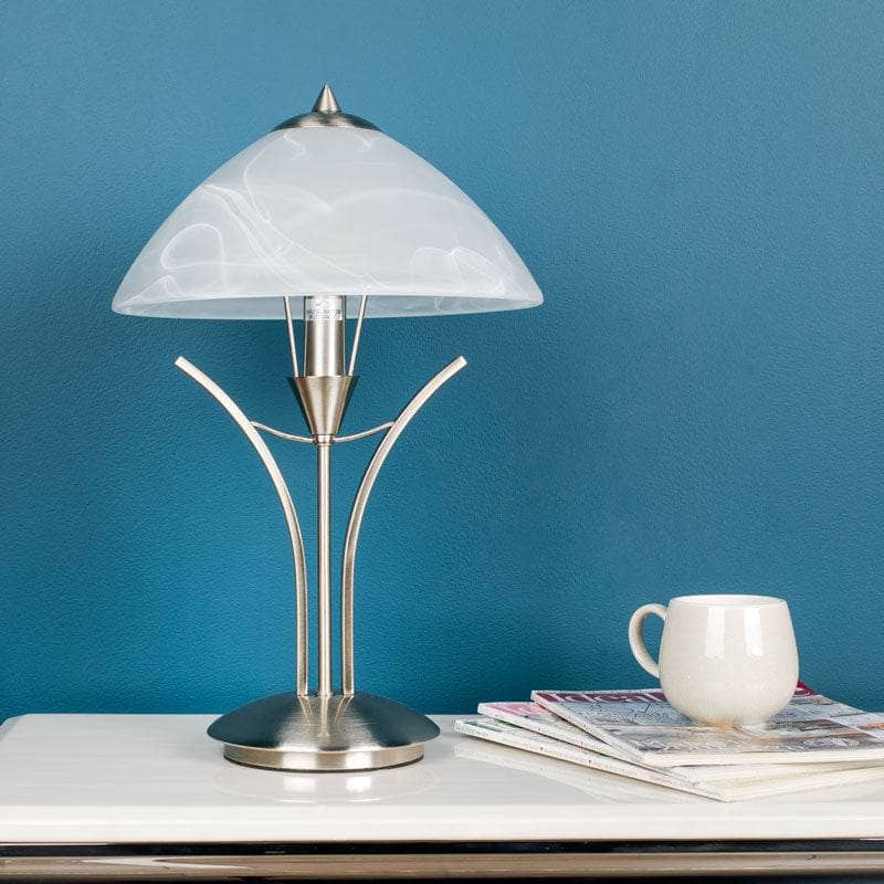 Lights  -  Pesscara Satin Silver & Alabaster Glass Table Lamp  -  60006122