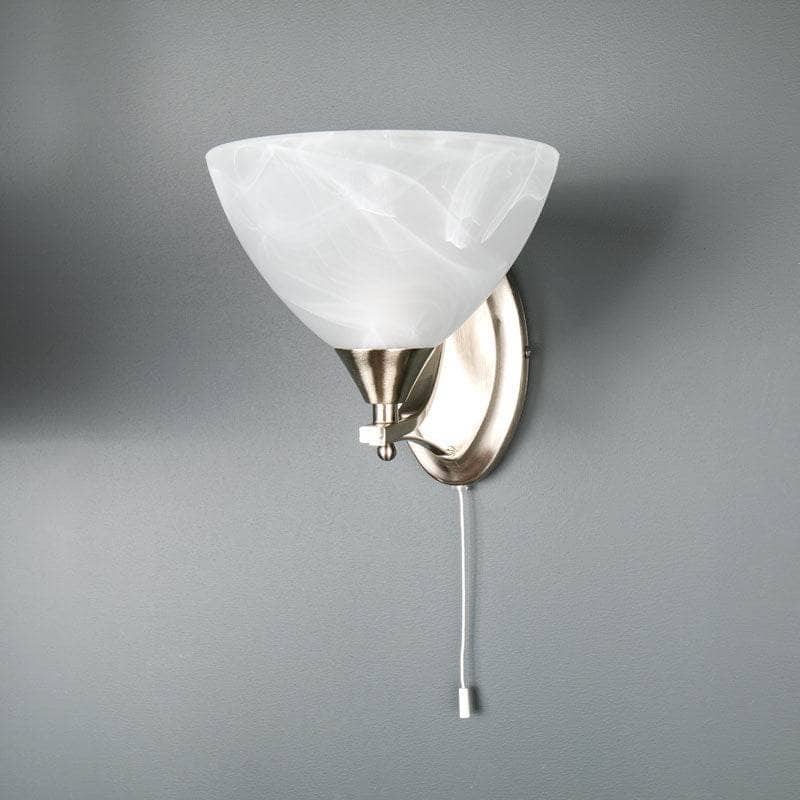 Lights  -  Pesscara Silver & Alabaster Glass Wall Light  -  60006128