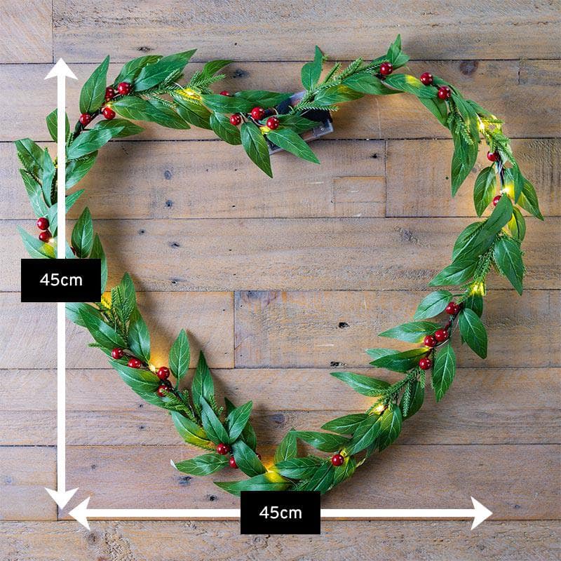 Christmas  -  Red Berries LED Wire Heart Wreath  -  60004027