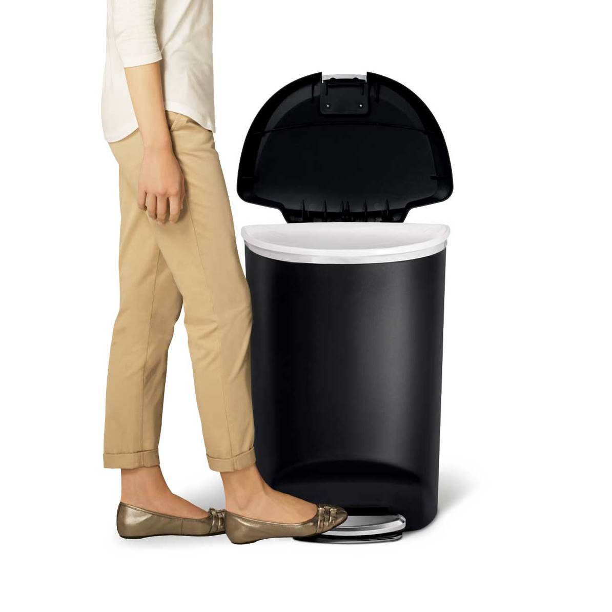 Kitchenware  -  Simplehuman Black Semi-Round 50L Pedal Bin  -  50077632