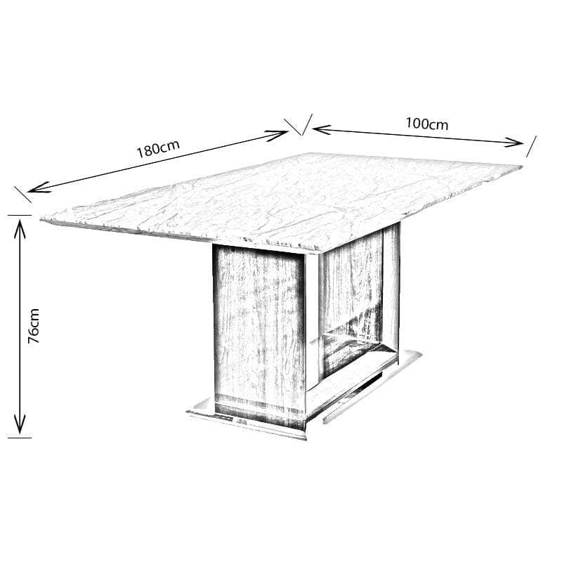 Helena Grey Marble Dining Table Set with 6 Volcara Dining Chairs