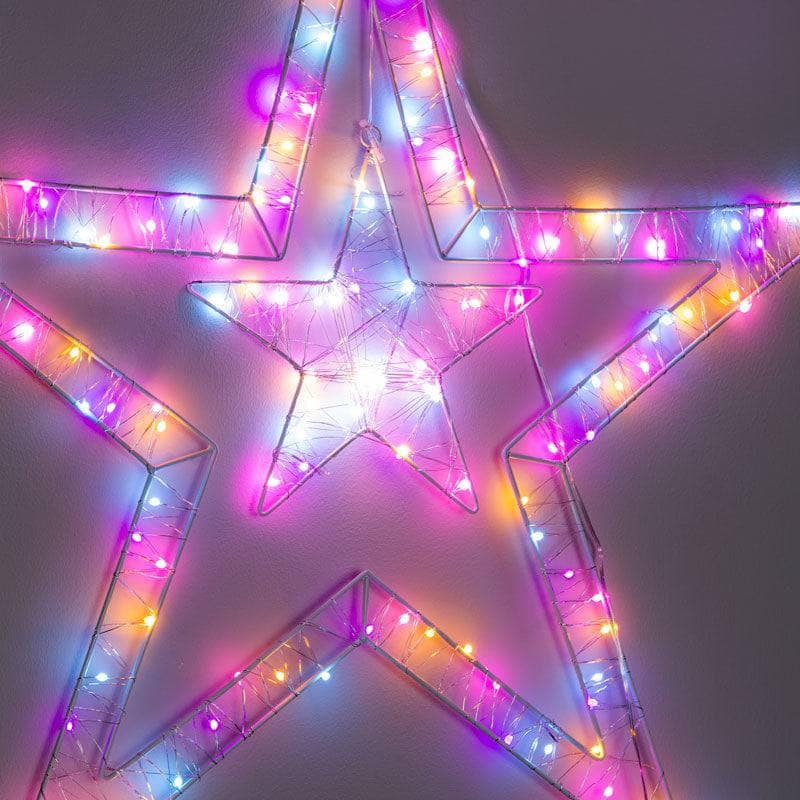 Christmas  -  140 Multicoloured LED Double Star Christmas Light - 80cm  -  60001007