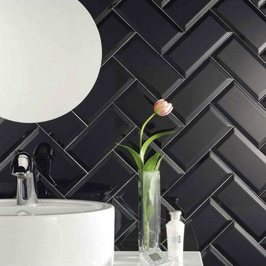 Tiles  -  Al Murad Metro Black 10cm X 20cm Wall Tiles - 1M2  -  50109675