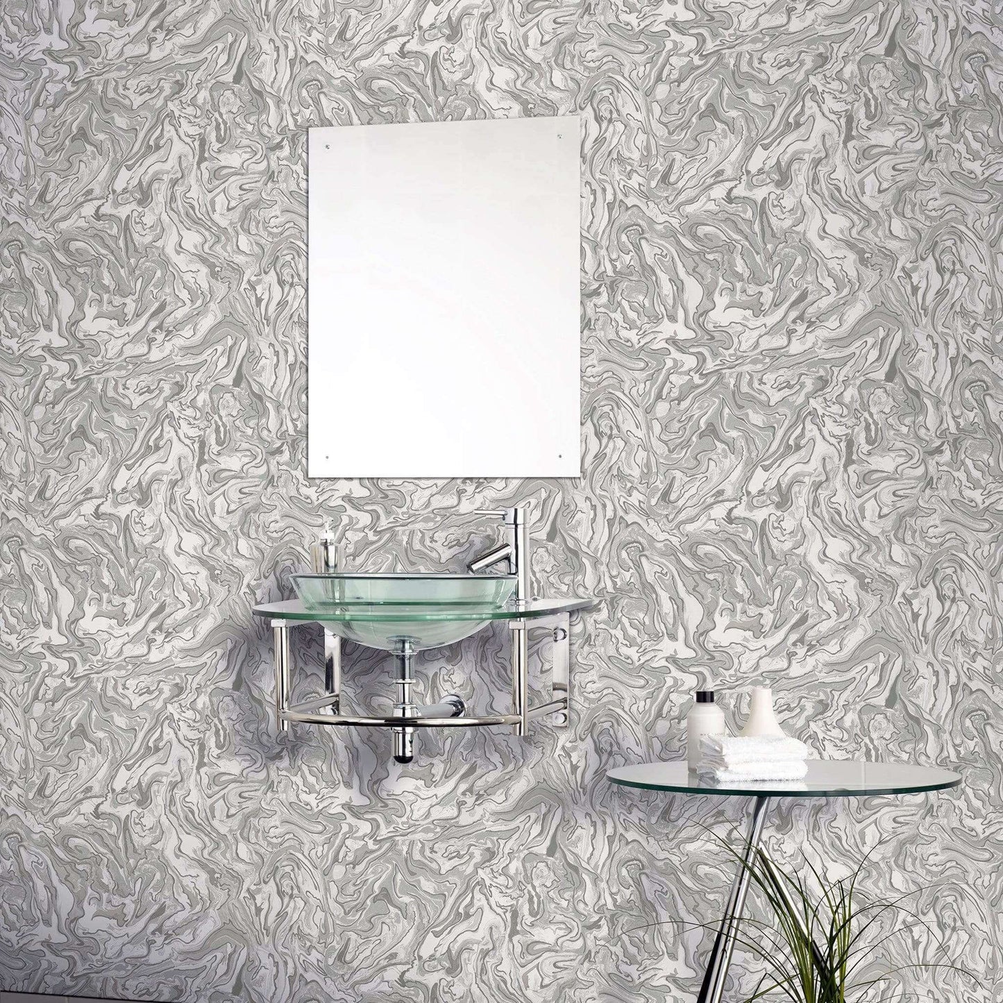 Wallpaper  -  Arthouse Liquid Marble Grey Wallpaper - 693901  -  50156229