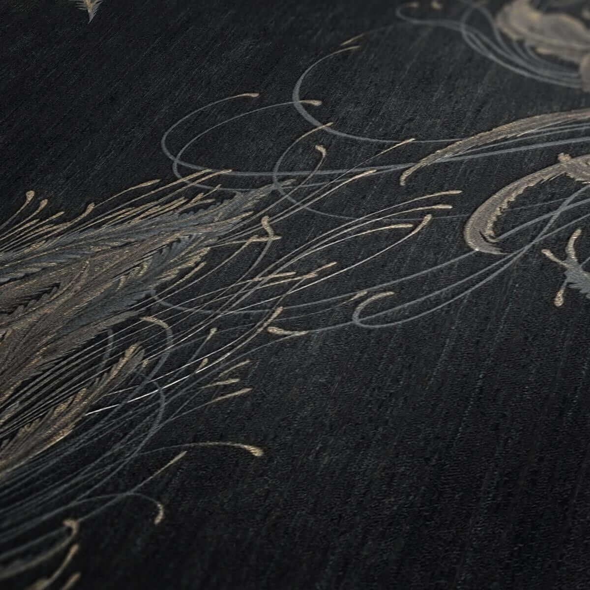Wallpaper  -  AS Creation Mata Hari Feather Black Wallpaper - 380094  -  60001852