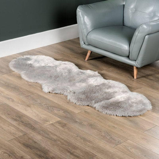 Rugs  -  Auckland Silver Faux Fur Rug - 70x200cm  -  50143436