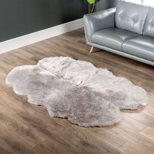 Rugs  -  Auckland Silver Faux Fur Rug - 140x200cm  -  50143439