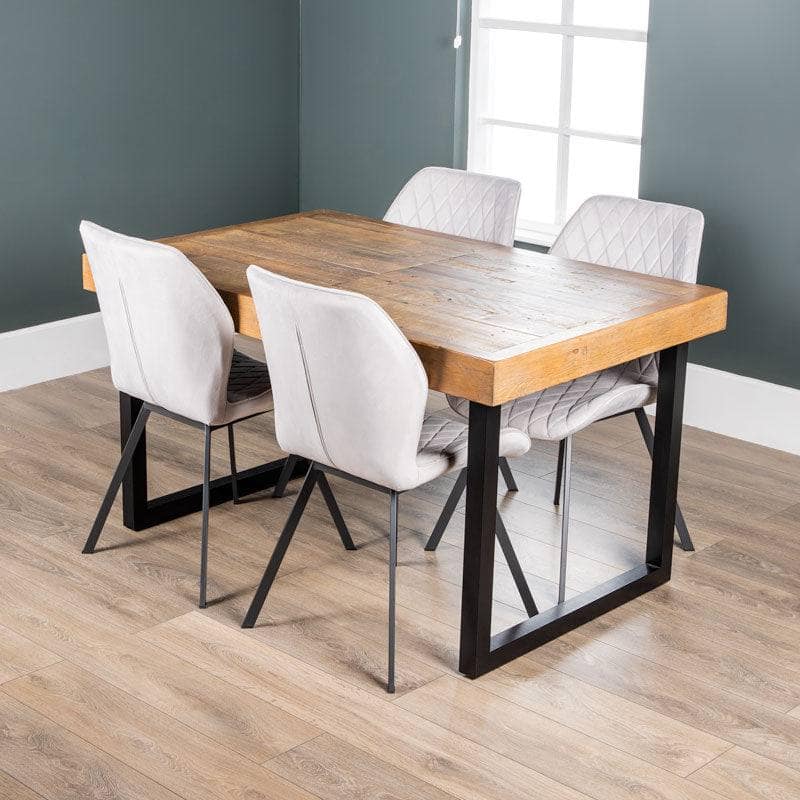 Furniture  -  Lincoln Extendable Dining Table Set with 4 Vancouver Silver Chairs  -  60005955