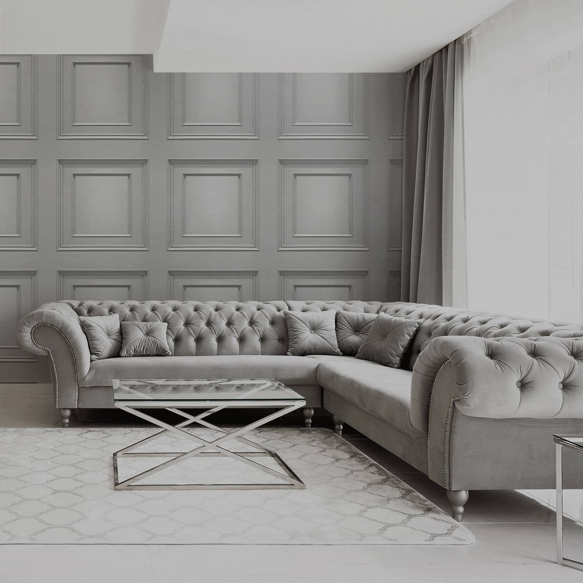 Wallpaper  -  Belgravia Amara Panel Silver Wallpaper - 7374  -  50156250