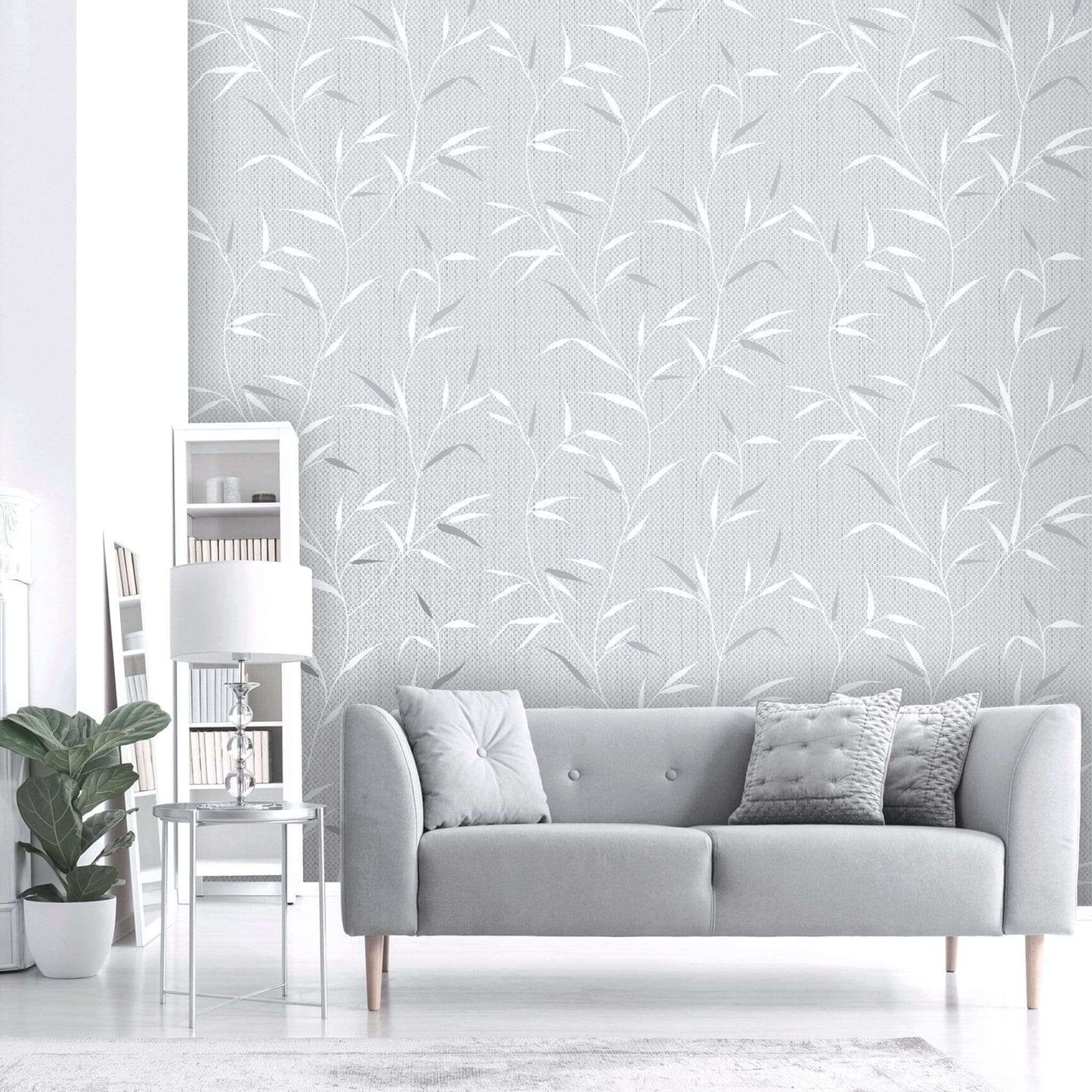 Wallpaper  -  Belgravia Amelie Grey Leaf Wallpaper - 3002  -  50154715