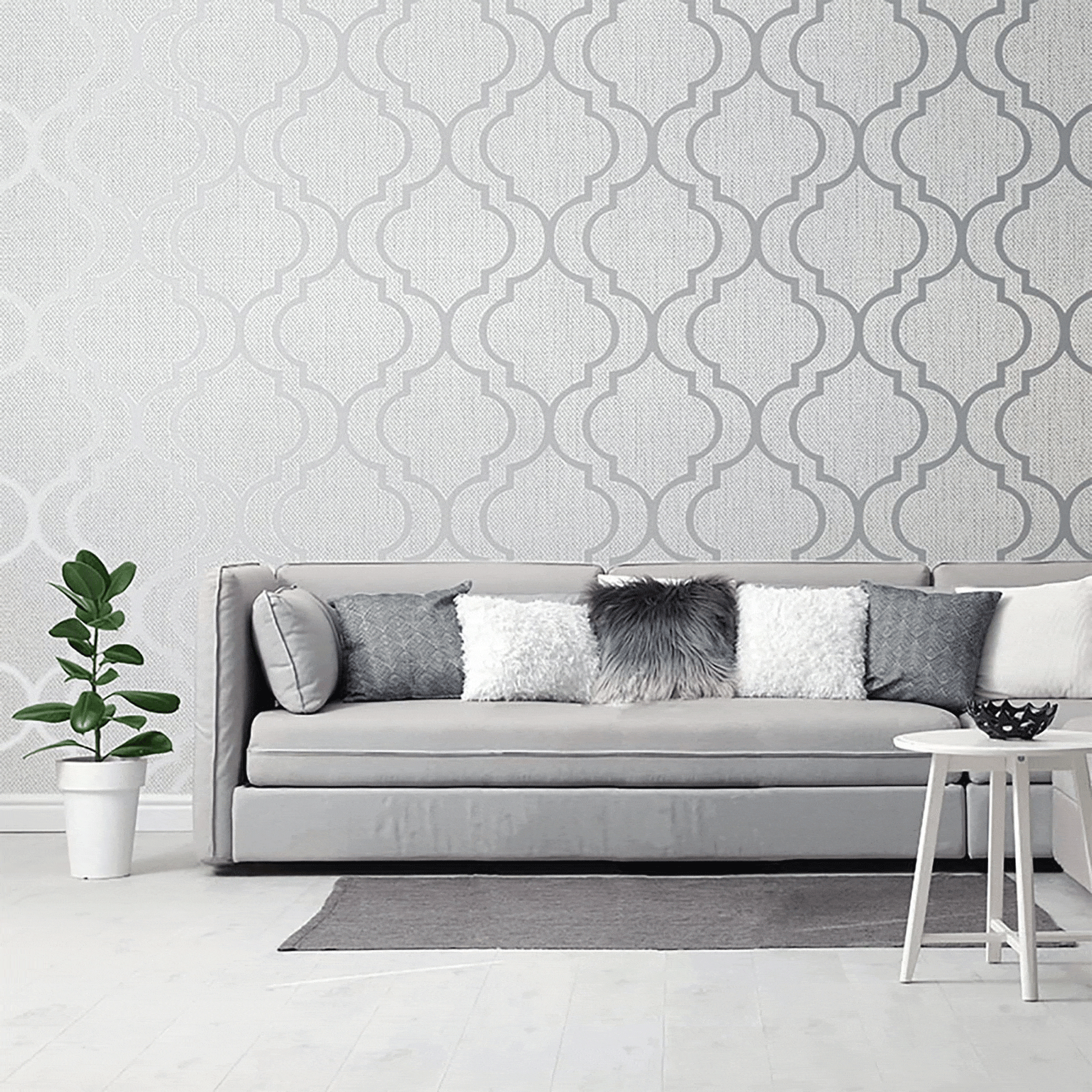 Wallpaper  -  Belgravia Amelie Trellis Grey Wallpaper - 3010  -  50156275