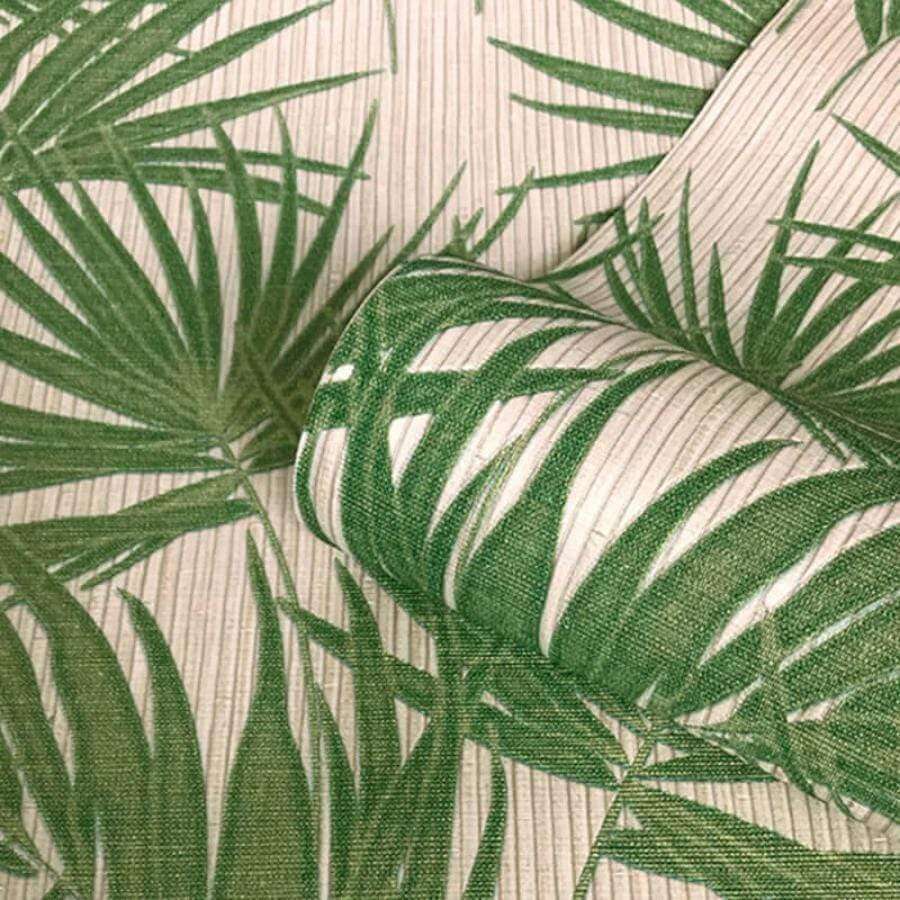 Wallpaper  -  Belgravia Aurora Palm Green/Cream Wallpaper - 4990  -  50150106