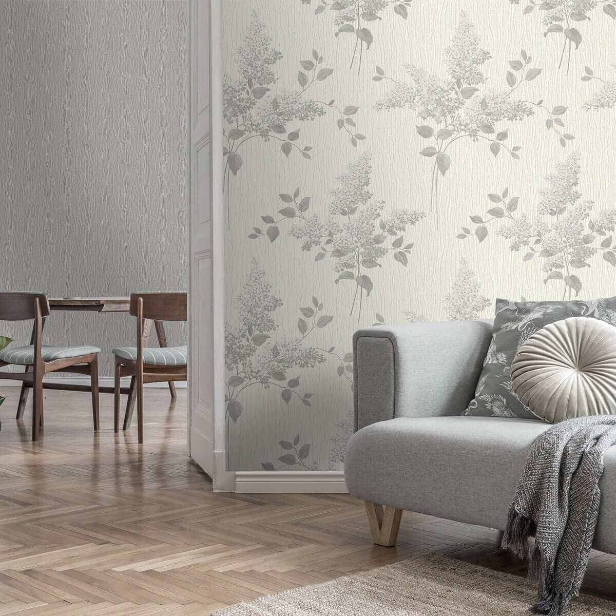 Wallpaper  -  Belgravia Tiffany Fiore Soft Silver Wallpaper - GB41312  -  60002011