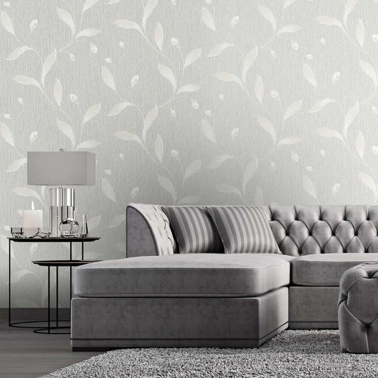 Wallpaper  -  Belgravia Tiffany Fiore Trail Soft Silver Wallpaper - GB41319  -  60002021